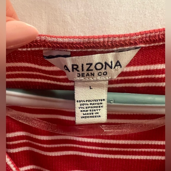 Arizona Jean Co. Red and white striped dress size Large NWT - Picture 2 of 3